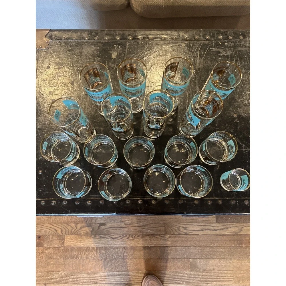 18 Piece Vintage Libbey Southern Comfort Glasses, Collin's, Rocks, Shot Glasses